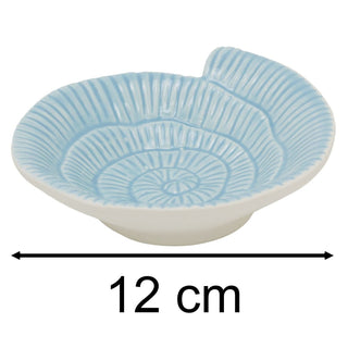 Pale Blue Ammonite Trinket Dish, 12cm Ceramic Bowl, Nautical Jewellery Tray