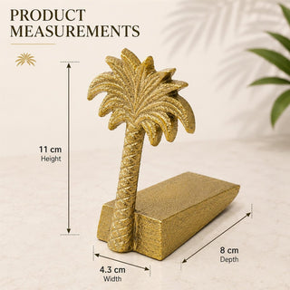 Palm Tree Door Wedge, 11cm Freestanding Gold Metal Tropical Doorstop