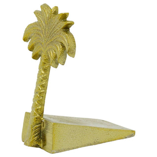 Palm Tree Door Wedge, 11cm Freestanding Gold Metal Tropical Doorstop