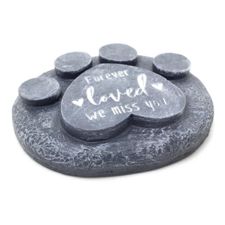 Paw Print Pet Memorial Stone Garden Marker | Commemorative Graveside Ornament | Grave Memory Plaque