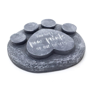 Paw Print Pet Memorial Stone Garden Marker | Commemorative Graveside Ornament | Grave Memory Plaque
