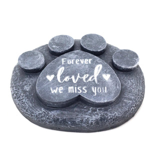 Paw Print Pet Memorial Stone Garden Marker | Commemorative Graveside Ornament | Grave Memory Plaque