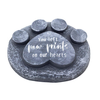 Paw Print Pet Memorial Stone Garden Marker | Commemorative Graveside Ornament | Grave Memory Plaque