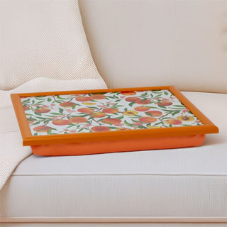 Peaches Lap Tray with Cushion | Bean Bag Cushioned Tray for Eating - 44x34cm