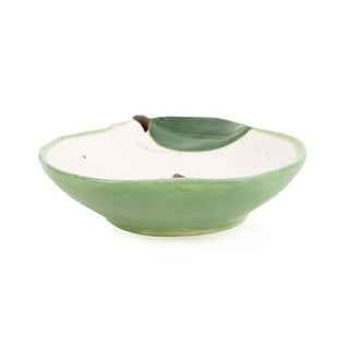 Pear Shaped Dish | Green Ceramic Pear Snack Bowl with Leaf Detail - 16cm