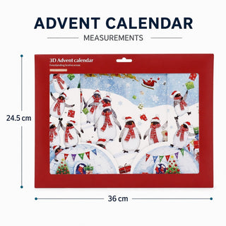 Penguins in Scarves 3D Christmas Advent Calendar, Freestanding 24 Window
