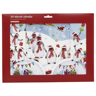 Penguins in Scarves 3D Christmas Advent Calendar, Freestanding 24 Window