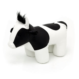 Penny Cow Doorstop | Faux Leather Black & White Country Cow Door Stop - 1.5kg