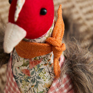 Phineas Pheasant Door Stop | Floral Fabric Door Stop with Gingham Waistcoat 25cm