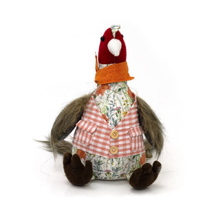 Phineas Pheasant Door Stop | Floral Fabric Door Stop with Gingham Waistcoat 25cm