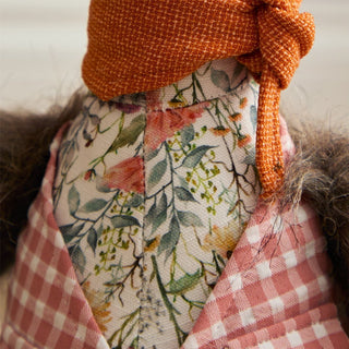 Phineas Pheasant Door Stop | Floral Fabric Door Stop with Gingham Waistcoat 25cm