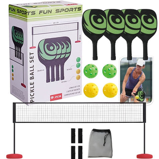 Pickleball Set with Net, 4 Paddles and 4 Balls, Portable Pickleball Kit Game