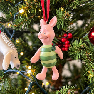Piglet Christmas Tree Decoration with Holly, Gisela Graham 6.5cm