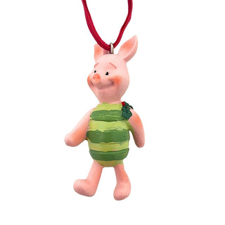 Piglet Christmas Tree Decoration with Holly, Gisela Graham 6.5cm