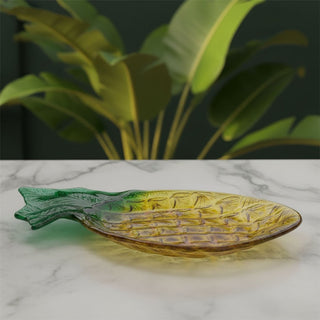 Pineapple Serving Platter 35cm Textured Glass Tropical Party Plate Dish