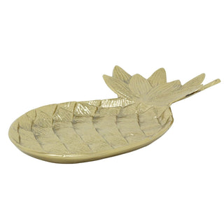 Pineapple Trinket Dish, 28cm Gold Metal Jewellery Ring Tray Catchall Dish Decor