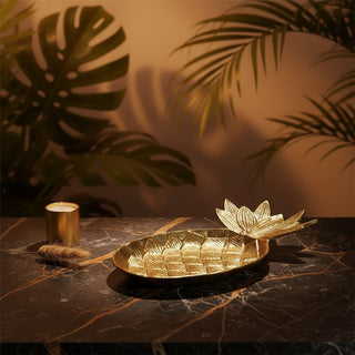 Pineapple Trinket Dish, 28cm Gold Metal Jewellery Ring Tray Catchall Dish Decor
