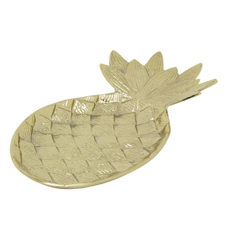 Pineapple Trinket Dish, 28cm Gold Metal Jewellery Ring Tray Catchall Dish Decor