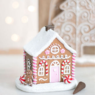 Pink Gingerbread House Incense Burner | Christmas Ornament with Cinnamon Cones