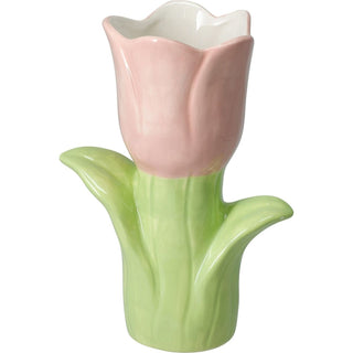 Pink Tulip - Shaped Vase, 20cm Ceramic Vase for Flowers, Decorative 3D Tulip Vase
