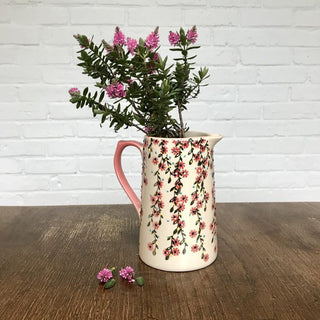 Pretty Floral Blossom Ceramic Serving Jug | Botanical Water Pitcher Milk China Jug | Flower Jugs Porcelain Flower Vase