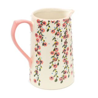 Pretty Floral Blossom Ceramic Serving Jug | Botanical Water Pitcher Milk China Jug | Flower Jugs Porcelain Flower Vase