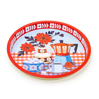Printer Johnson - Kitchen Deep Well Tin Tray | Round Kitchen Serving Tray - 30cm