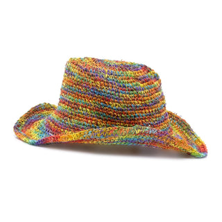 Rainbow Hemp Sun Hat | Adult Eco - friendly Wire Brim Multi - Coloured Summer Hat