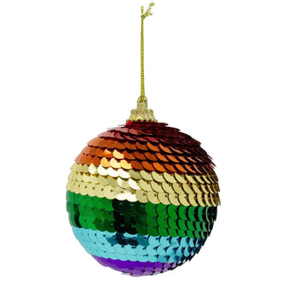 Rainbow Sequin Christmas Bauble | Multicoloured Christmas Tree Ornament - 7cm