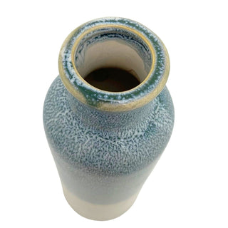 Reactive Glaze Ceramic Faux Flower Vase, Ombre Blue Decorative Vase - 19cm