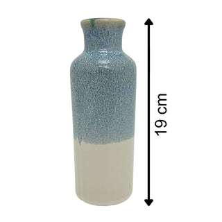 Reactive Glaze Ceramic Faux Flower Vase, Ombre Blue Decorative Vase - 19cm