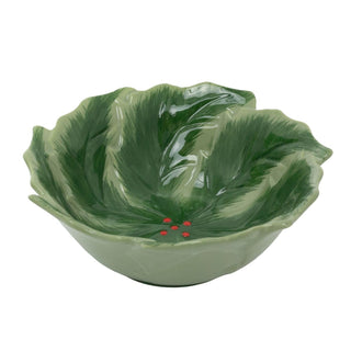 Reactive Glaze Holly Foliage Christmas Bowl | Festive Ceramic Bowl - 220ml