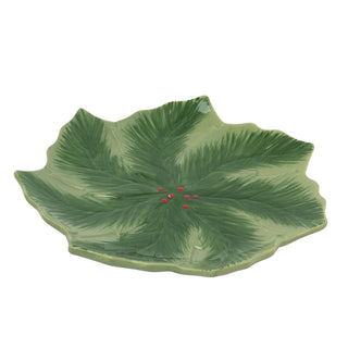 Reactive Glaze Holly Foliage Christmas Plate | Festive Ceramic Side Plate 22cm