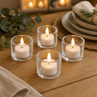 Rechargeable LED Tealights, 4 LED Rechargeable Tealight Candles Flickering Set