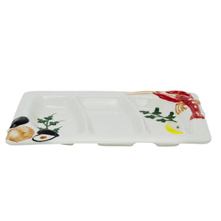 Rectangular Ceramic Seafood Platter | Divided Lobster & Mussels Serving Dish