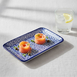Rectangular Plate, 19cm Blue and White Floral Ceramic Serving Plate