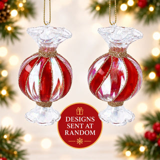 Red and Clear Glass Sweet Hanging Christmas Tree Decoration, Gisela Graham