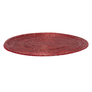Red Beaded Glass Placemat | Round Red Kitchen Dining Table Place Mat - 30cm