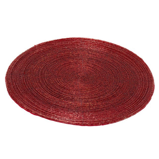 Red Beaded Glass Placemat | Round Red Kitchen Dining Table Place Mat - 30cm