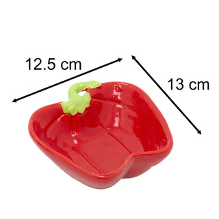 Red Ceramic Bell Pepper Bowl, 13cm Glazed Snack Tapas Serving Dish Tableware