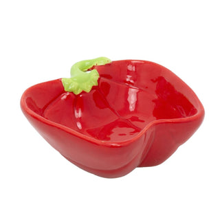 Red Ceramic Bell Pepper Bowl, 13cm Glazed Snack Tapas Serving Dish Tableware