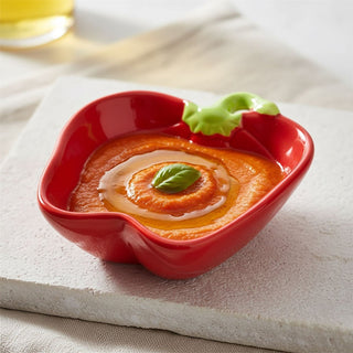 Red Ceramic Bell Pepper Bowl, 13cm Glazed Snack Tapas Serving Dish Tableware