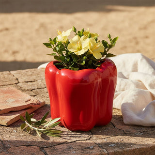 Red Ceramic Pepper Planter, 12cm Vegetable Shaped Plant Pot Indoor Outdoor
