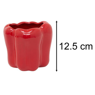 Red Ceramic Pepper Planter, 12cm Vegetable Shaped Plant Pot Indoor Outdoor