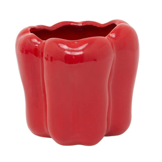 Red Ceramic Pepper Planter, 12cm Vegetable Shaped Plant Pot Indoor Outdoor
