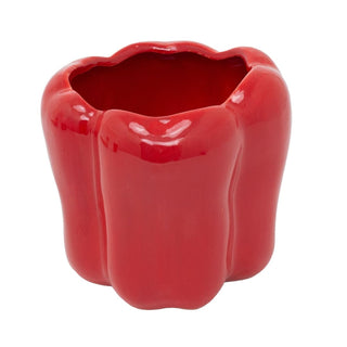 Red Ceramic Pepper Planter, 12cm Vegetable Shaped Plant Pot Indoor Outdoor