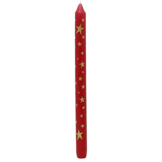 Red Christmas Advent Candle, Festive Gold Star Countdown Dinner Candle