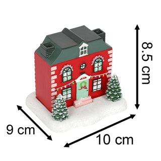 Red Christmas House Incense Burner Festive Cottage Ornament with Cinnamon Cones