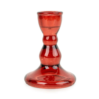 Red Glass Candlestick Holder, 9cm Dinner Candle Holder Glass Candle Stand