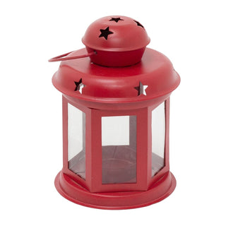 Red Moroccan Tealight Lantern, 13cm Indoor Outdoor Metal Hanging Candle Holder